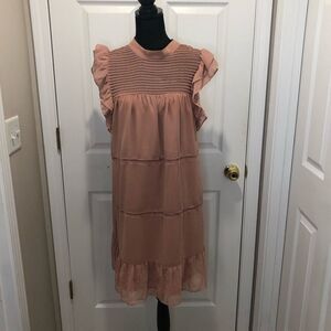 Who What Wear pink ruffle cap sleeve midi dress size large